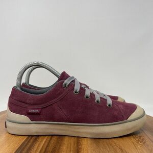 Teva FreeWheel Shoes Women's Sz 7 Maroon Suede Low Top Lace Up Casual Sneakers